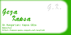 geza kapsa business card