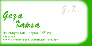 geza kapsa business card
